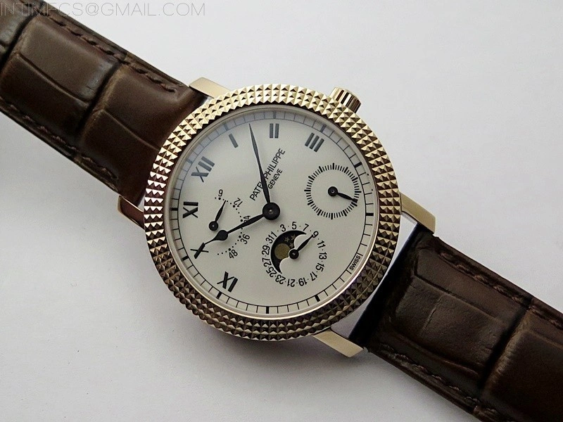 Calatrava 5057 Cortina Watch 50th Anniversary RG 3EF Best Edition White Dial on Brown Leather Strap A240