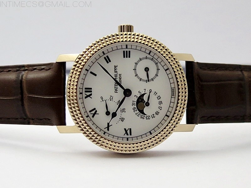 Calatrava 5057 Cortina Watch 50th Anniversary RG 3EF Best Edition White Dial on Brown Leather Strap A240