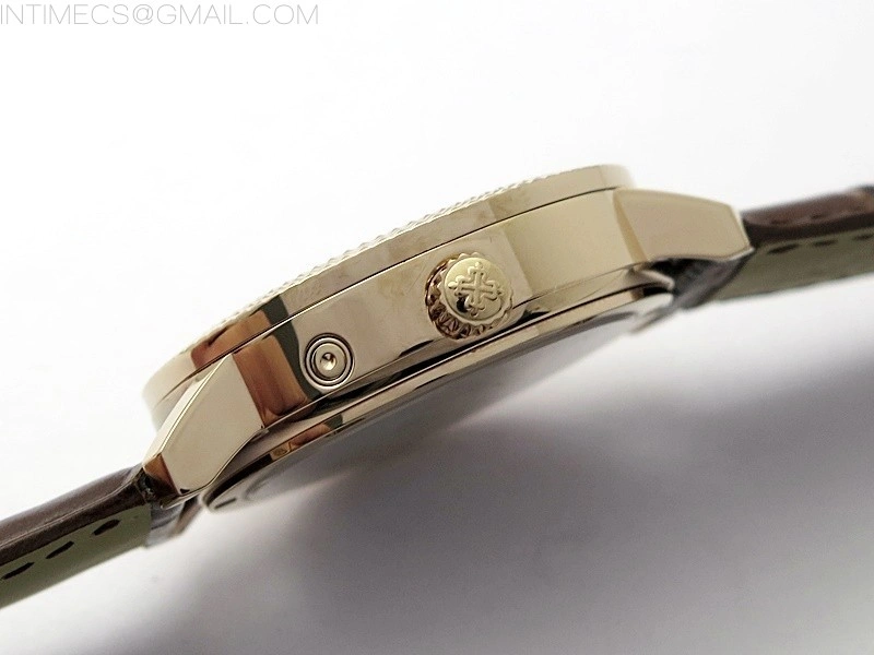 Calatrava 5057 Cortina Watch 50th Anniversary RG 3EF Best Edition White Dial on Brown Leather Strap A240