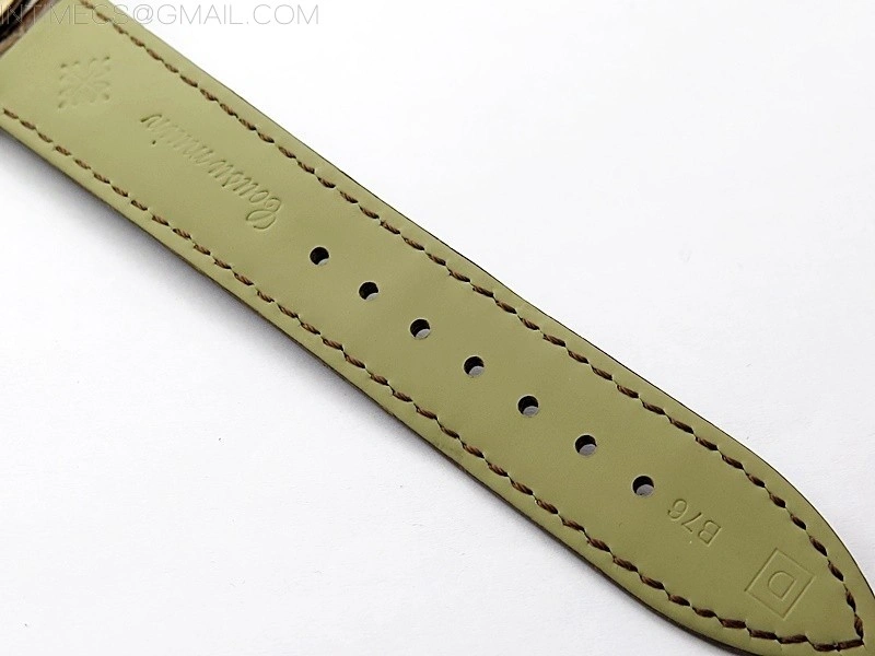 Calatrava 5057 Cortina Watch 50th Anniversary RG 3EF Best Edition White Dial on Brown Leather Strap A240