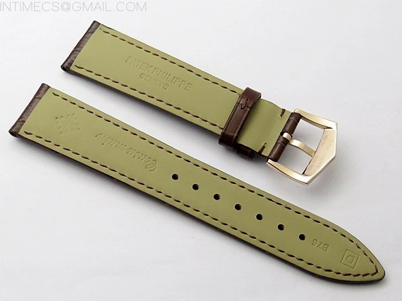 Calatrava 5057 Cortina Watch 50th Anniversary RG 3EF Best Edition White Dial on Brown Leather Strap A240
