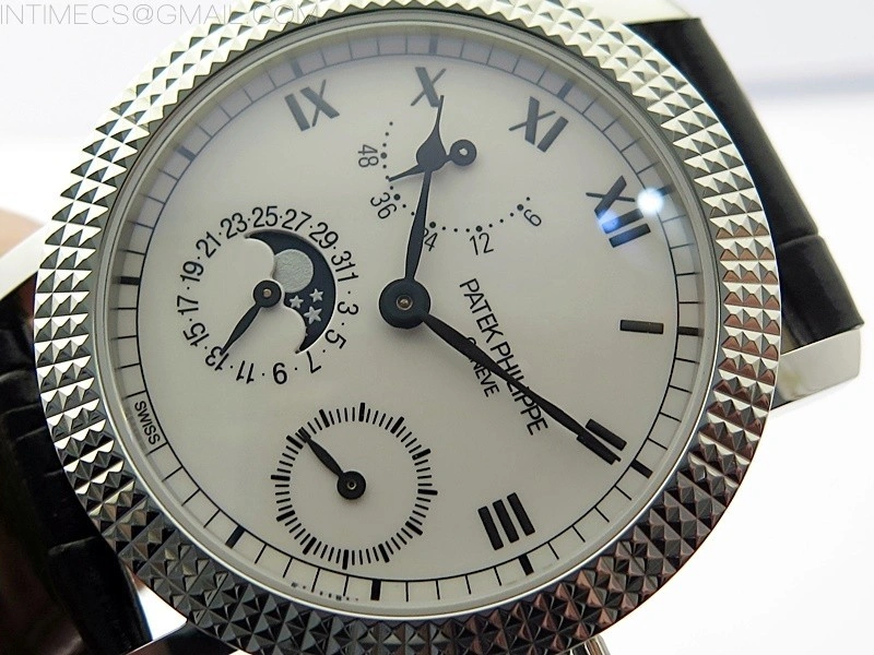 Calatrava 5057 Cortina Watch 50th Anniversary SS 3EF Best Edition White Dial on Black Leather Strap A240