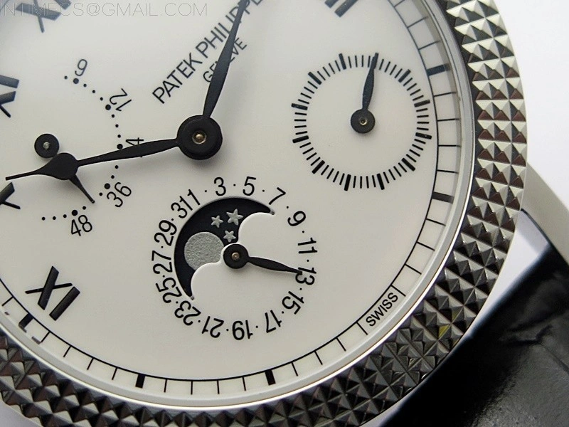 Calatrava 5057 Cortina Watch 50th Anniversary SS 3EF Best Edition White Dial on Black Leather Strap A240