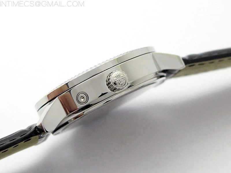 Calatrava 5057 Cortina Watch 50th Anniversary SS 3EF Best Edition White Dial on Black Leather Strap A240