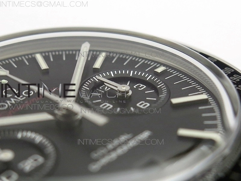 SpeedMaster MoonWatch SS V2 OMF 1:1 Best Edition Black Dial Red Words on Black Leather Strap A9300