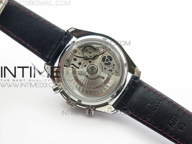 SpeedMaster MoonWatch SS V2 OMF 1:1 Best Edition Black Dial Red Words on Black Leather Strap A9300