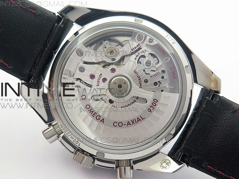 SpeedMaster MoonWatch SS V2 OMF 1:1 Best Edition Black Dial Red Words on Black Leather Strap A9300