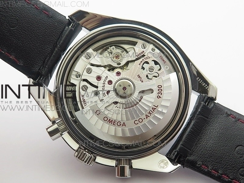 SpeedMaster MoonWatch SS V2 OMF 1:1 Best Edition Black Dial Red Words on Black Leather Strap A9300