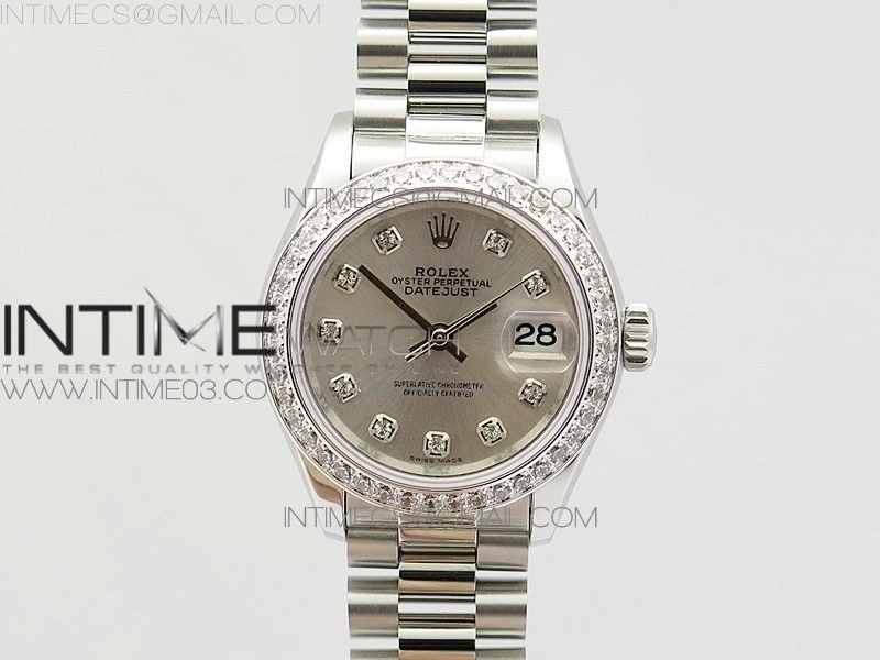 DateJust 28mm SS Diamond Bezel BP Best Edition Silver Dial on SS Bracelet ETA2671