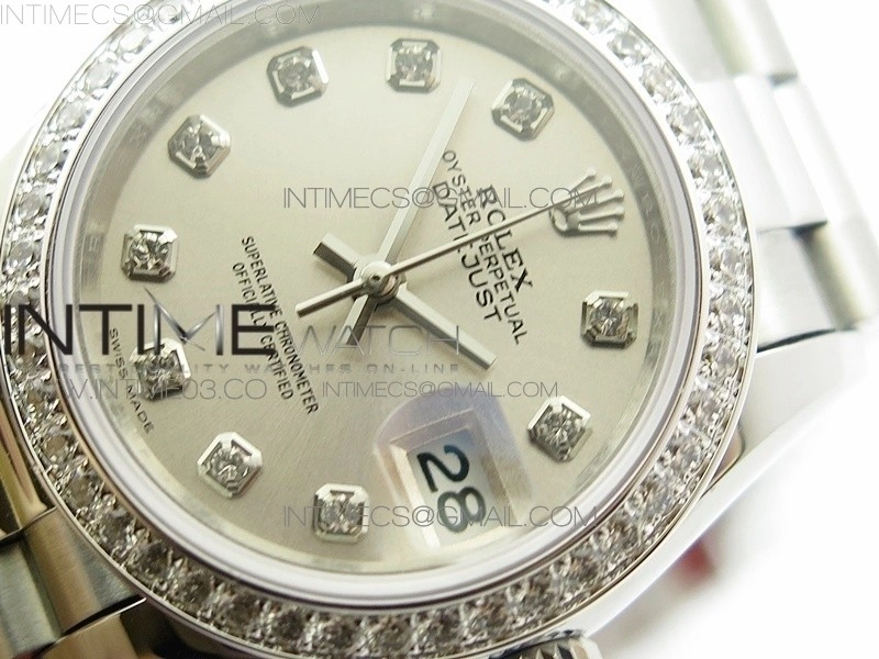 DateJust 28mm SS Diamond Bezel BP Best Edition Silver Dial on SS Bracelet ETA2671