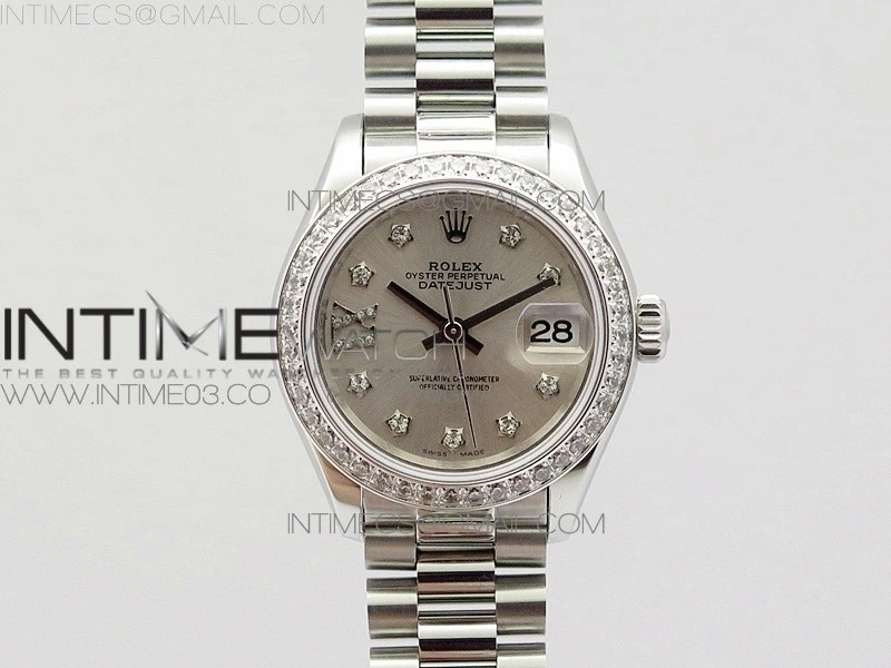 DateJust 28mm SS Diamond Bezel BP Best Edition Silver Dial on SS Bracelet ETA2671