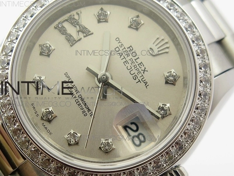 DateJust 28mm SS Diamond Bezel BP Best Edition Silver Dial on SS Bracelet ETA2671