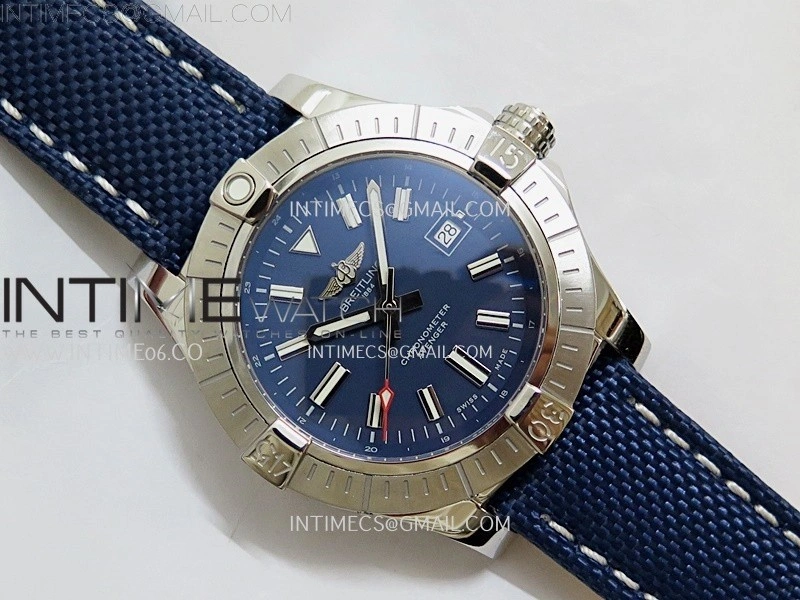 Avenger Automatic 43mm SS TF 1:1 Best Edition Blue Dial Stick Marker on Blue Nylon Strap A2824
