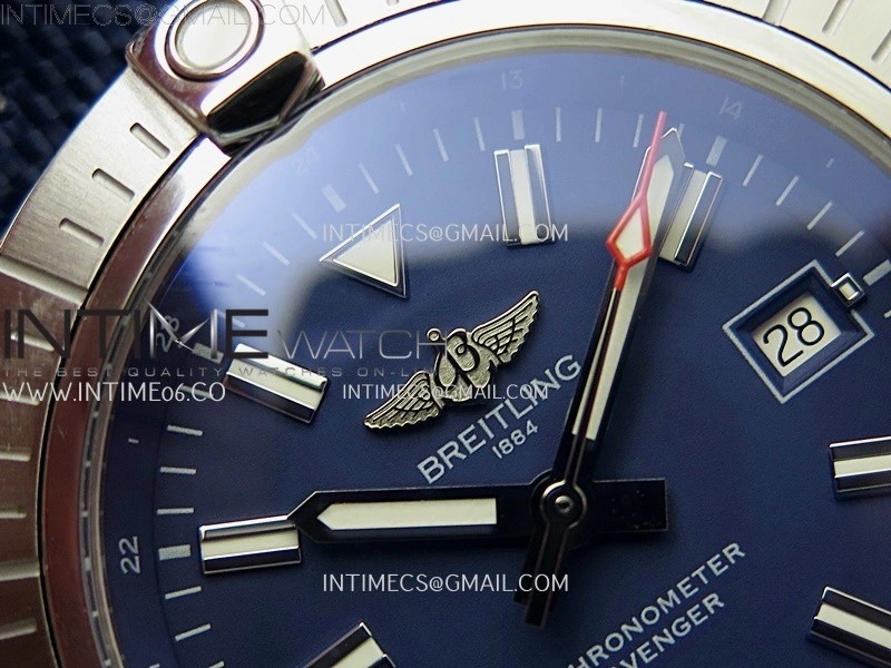 Avenger Automatic 43mm SS TF 1:1 Best Edition Blue Dial Stick Marker on Blue Nylon Strap A2824