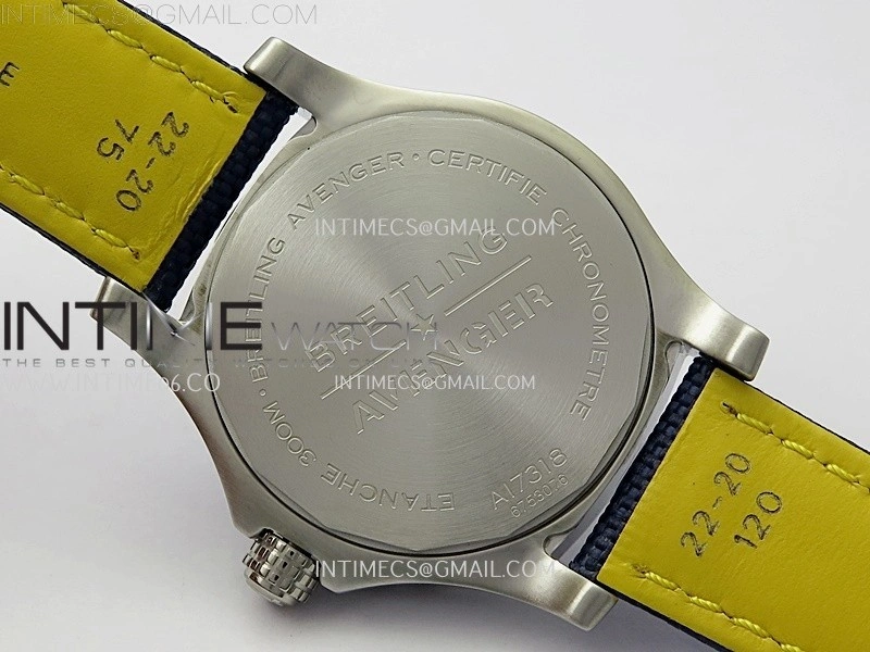 Avenger Automatic 43mm SS TF 1:1 Best Edition Blue Dial Stick Marker on Blue Nylon Strap A2824