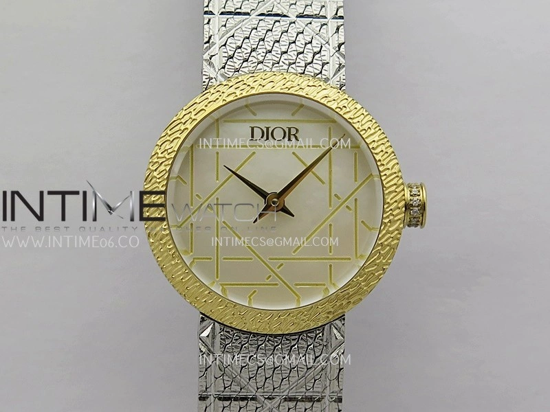 La D de Dior Satine 25mm SS YG 8848F 1:1 Best Edition White MOP Dial On SS bracelet Swiss Quartz