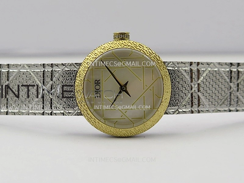 La D de Dior Satine 25mm SS YG 8848F 1:1 Best Edition White MOP Dial On SS bracelet Swiss Quartz