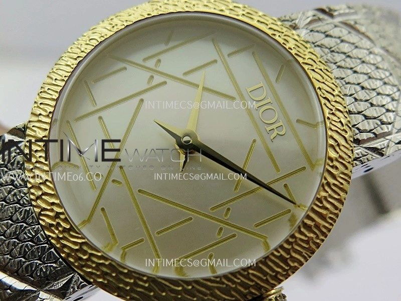 La D de Dior Satine 25mm SS YG 8848F 1:1 Best Edition White MOP Dial On SS bracelet Swiss Quartz