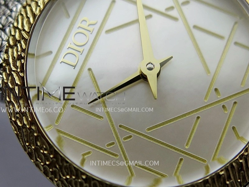 La D de Dior Satine 25mm SS YG 8848F 1:1 Best Edition White MOP Dial On SS bracelet Swiss Quartz