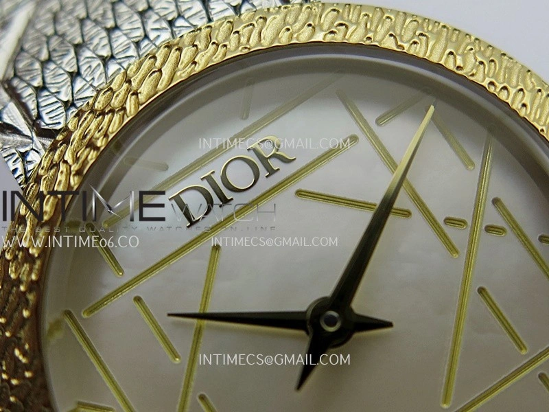 La D de Dior Satine 25mm SS YG 8848F 1:1 Best Edition White MOP Dial On SS bracelet Swiss Quartz