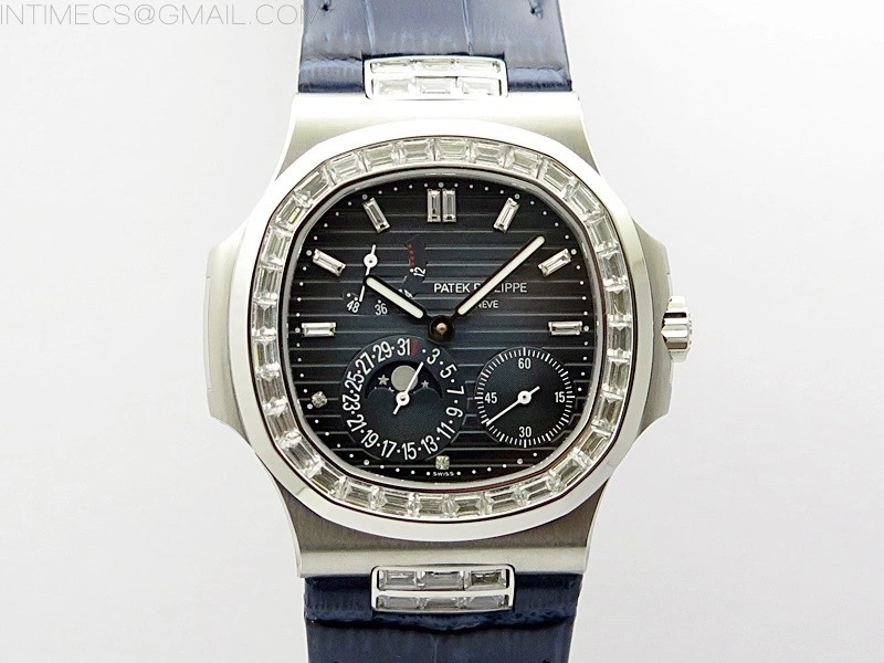 Nautilus 5724G SS T Crystals 3EF Best Edition Blue Dial on Blue Leather Strap A240
