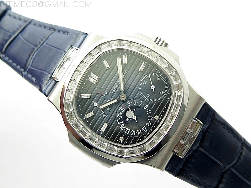 Nautilus 5724G SS T Crystals 3EF Best Edition Blue Dial on Blue Leather Strap A240