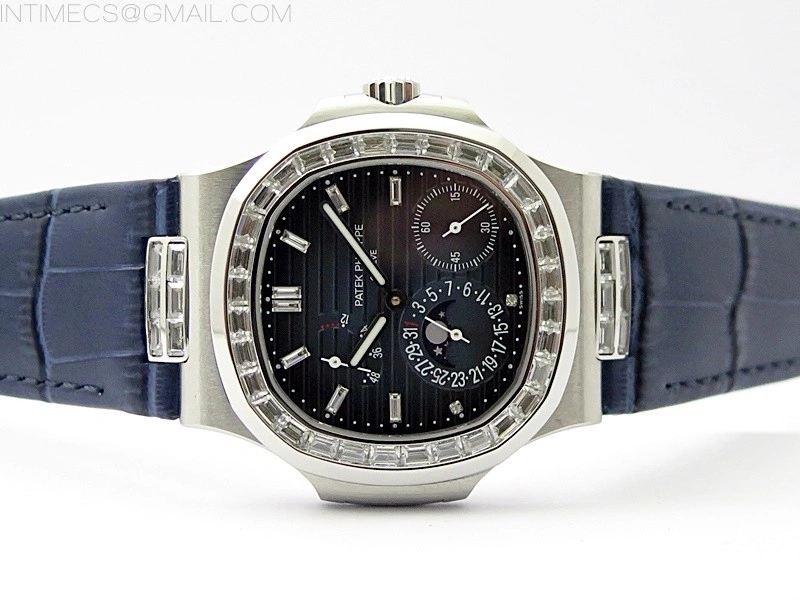 Nautilus 5724G SS T Crystals 3EF Best Edition Blue Dial on Blue Leather Strap A240