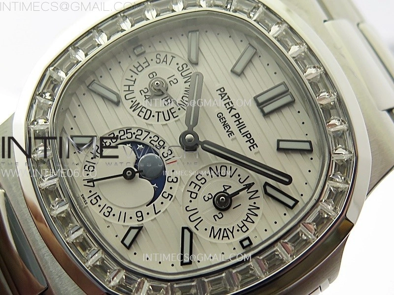 Nautilus 5740 T Diamonds Bezel SS TWF Best Edition White Dial on SS Bracelet A240