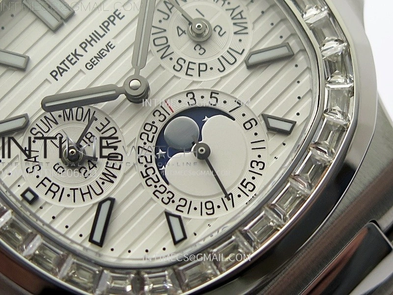 Nautilus 5740 T Diamonds Bezel SS TWF Best Edition White Dial on SS Bracelet A240