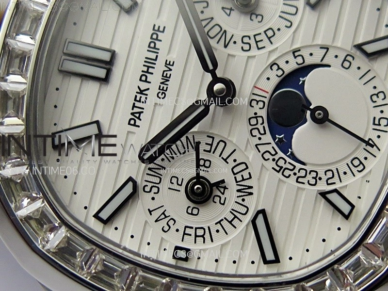Nautilus 5740 T Diamonds Bezel SS TWF Best Edition White Dial on SS Bracelet A240