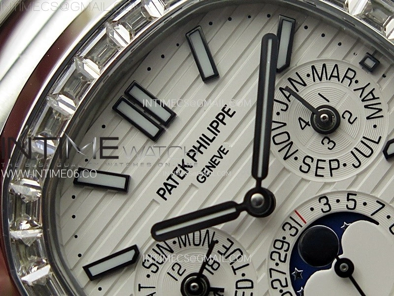 Nautilus 5740 T Diamonds Bezel SS TWF Best Edition White Dial on SS Bracelet A240