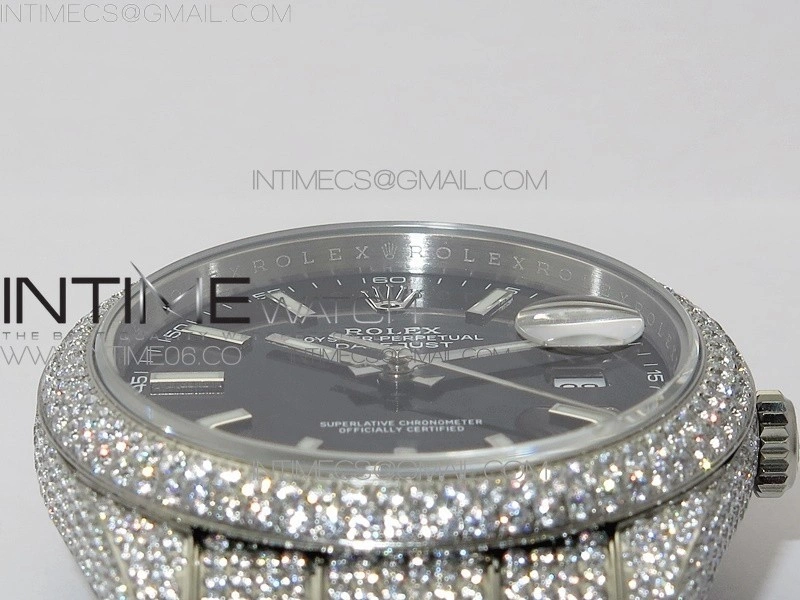 DateJust 41 126334 904 Full Paved Diamonds BP Best Edition Black Dial Sticks Markers on Oyster Bracelet A2824