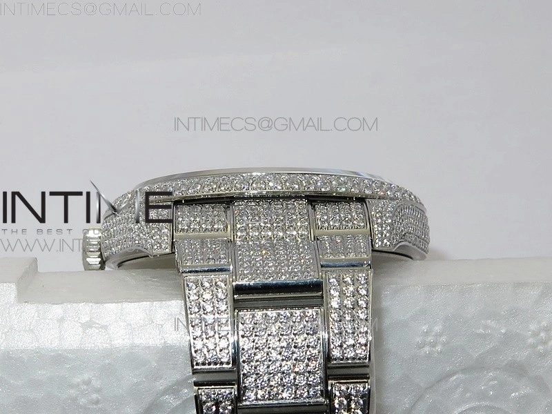 DateJust 41 126334 904 Full Paved Diamonds BP Best Edition Black Dial Sticks Markers on Oyster Bracelet A2824