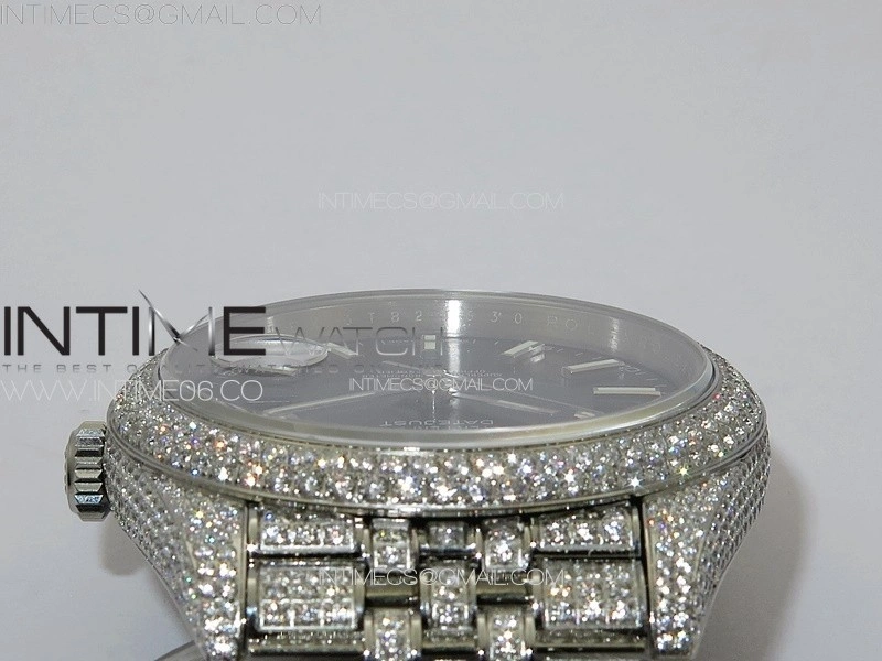 DateJust 41 126334 Full Paved Diamonds BP Best Edition Blue Dial Sticks Markers on Jubilee Bracelet A2824