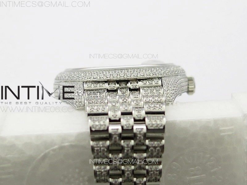 DateJust 41 126334 Full Paved Diamonds BP Best Edition Blue Dial Sticks Markers on Jubilee Bracelet A2824