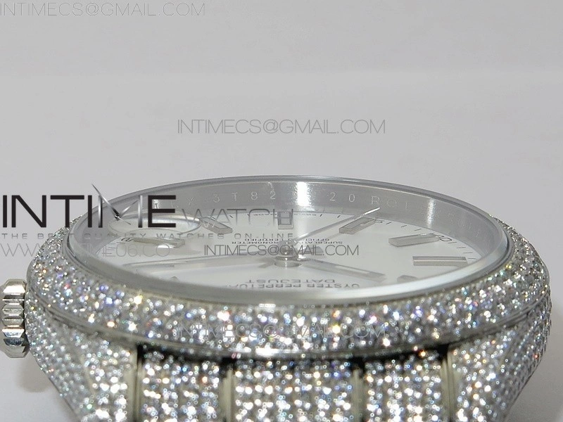 DateJust 41 126334 904 Full Paved Diamonds BP Best Edition White Dial Sticks Markers on Oyster Bracelet A2824