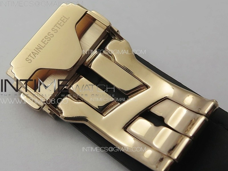 Classic Fusion 42mm RG Paved Diamonds Case And Bezel B50F Paved Diamonds Dial On Black Gummy Strap A2892