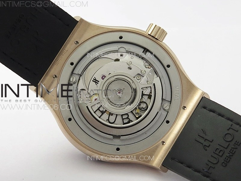Classic Fusion 42mm RG Paved Diamonds Case And Bezel B50F Paved Diamonds Dial On Black Gummy Strap A2892