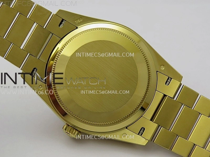 Daydate 128238 36mm Colour Jigsaw Puzzle YG QHF Best Edition Turquoise Blue Dial on YG President Bracelet A2834