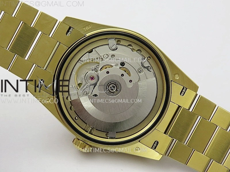 Daydate 128238 36mm Colour Jigsaw Puzzle YG QHF Best Edition Turquoise Blue Dial on YG President Bracelet A2834