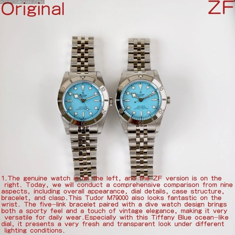 Heritage Black Bay M79000N 37mm SS ZF 1:1 Best Edition Lagoon Blue Dial On Jubilee Bracelet A2824