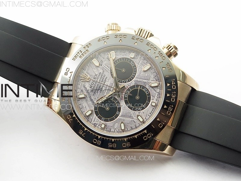 Daytona 116518LN RG APSF Meteorite Dial Sticks Markers On Rubber Strap Slim A7750