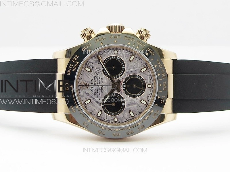 Daytona 116518LN RG APSF Meteorite Dial Sticks Markers On Rubber Strap Slim A7750