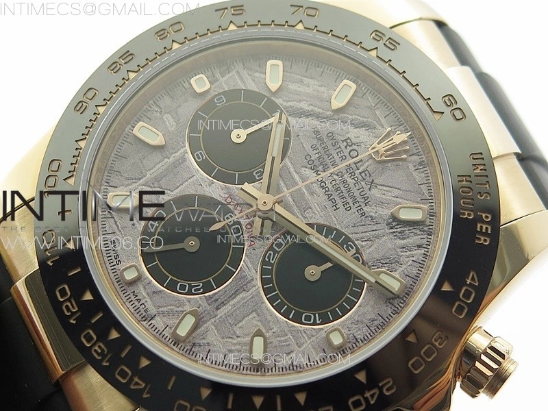Daytona 116518LN RG APSF Meteorite Dial Sticks Markers On Rubber Strap Slim A7750