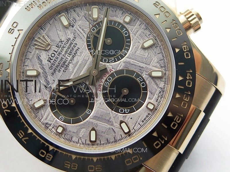 Daytona 116518LN RG APSF Meteorite Dial Sticks Markers On Rubber Strap Slim A7750