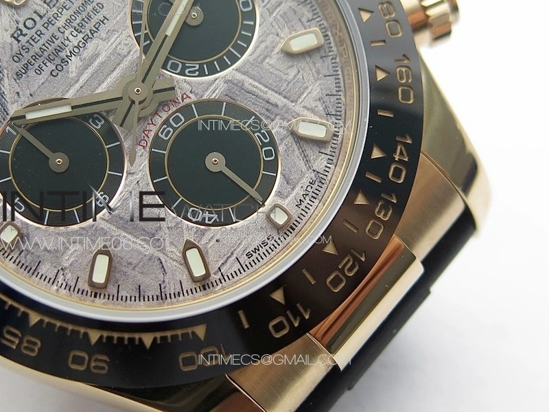 Daytona 116518LN RG APSF Meteorite Dial Sticks Markers On Rubber Strap Slim A7750