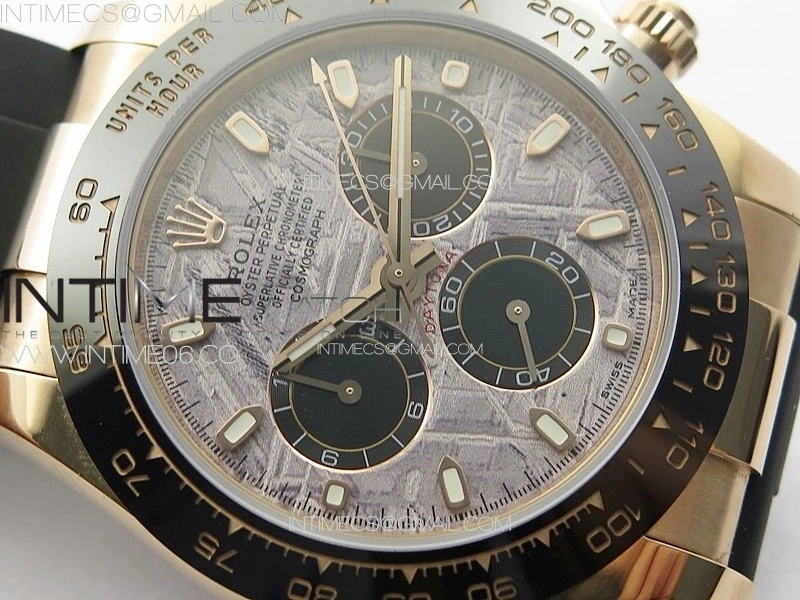 Daytona 116518LN RG APSF Meteorite Dial Sticks Markers On Rubber Strap Slim A7750