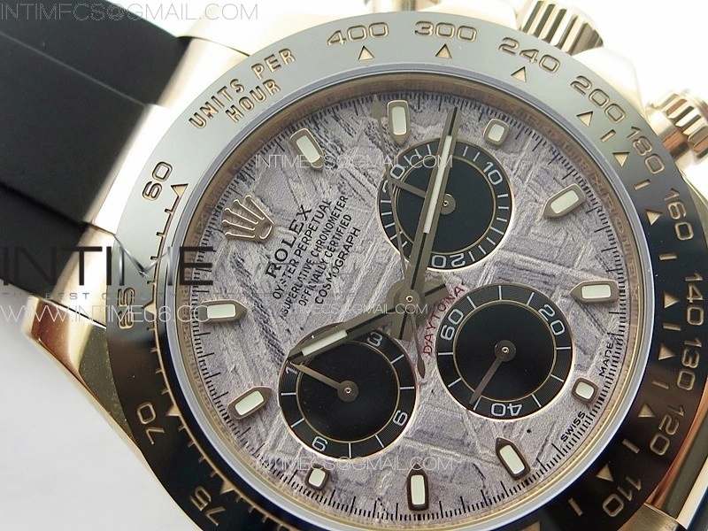 Daytona 116518LN RG APSF Meteorite Dial Sticks Markers On Rubber Strap Slim A7750