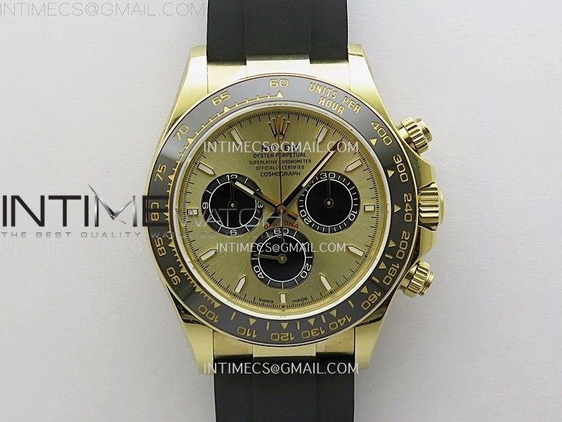 Daytona 126518 YG AR+F 1:1 Best Edition Gold Dial on Oysterflex Rubber Strap SA4131