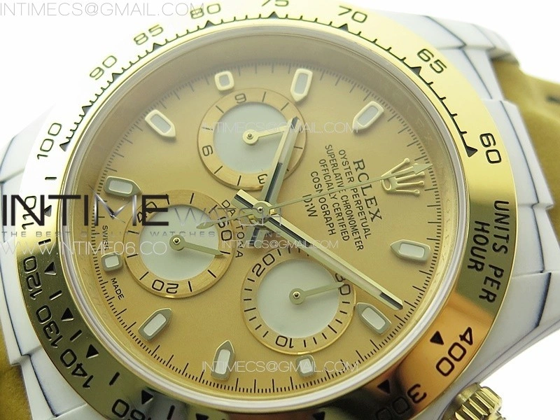 Daytona DIW White Carbon YG DIWF Best Edition Gold Dial on Black Nylon Strap A7750